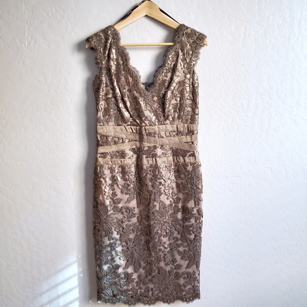 Tadashi Shoji Lace Dress Sequin Cocktail Prom